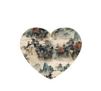 YYHWHJDE Ambientadores de coche en forma de corazón con impresión de paisaje chino, paquete de seis tarjetas: tarjetas perfumadas colgantes para armario, baño, decoración interior del coche