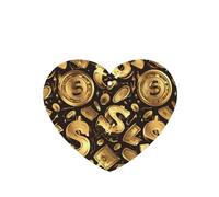 YYHWHJDE Ambientadores de coche en forma de corazón con impresión de signo de dólar dorado, paquete de seis tarjetas perfumadas para colgar en el armario, baño, decoración interior del coche