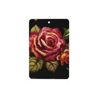 YYHWHJDE Ambientadores de coche rectangulares con estampado de rosas de estilo ucraniano, paquete de seis unidades: tarjetas perfumadas colgantes para armario, baño, decoración interior de coche
