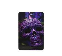 YYHWHJDE Ambientadores rectangulares para coche, diseño de calavera de terror, color morado y azúcar, paquete de 4: tarjetas perfumadas colgantes para armario, baño, decoración interior de coche