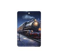 YYHWHJDE Ambientadores rectangulares para coche, diseño de invierno, Navidad, nieve, noche, ferrocarril, tren, paquete de 6: tarjetas perfumadas colgantes para armario, baño, decoración interior de
