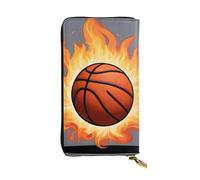 YYHWHJDE Basketball On Fire - Cartera larga de piel de calidad diseñada para niñas y mujeres a la moda, elegante, 19 x 10,5 cm, Black, Talla única