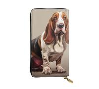 YYHWHJDE Basset Hound - Cartera larga de piel de calidad diseñada para niñas y mujeres a la moda, elegante, 19 x 10,5 cm, Black, Talla única