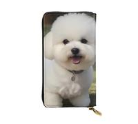 YYHWHJDE Bichon Frise - Cartera larga de piel de calidad con impresión de perro, diseñada para niñas y mujeres a la moda, elegante, 19 x 10,5 cm, Black, Talla única