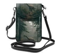 YYHWHJDE Big Dinosaur In The Forest - Bolso bandolera pequeño de cuero para mujer, impermeable y duradero