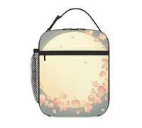 YYHWHJDE Bolsa de almuerzo portátil aislada con patrón de luna y pétalos de luz cálida, reutilizable, duradera para hombres y mujeres