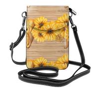 YYHWHJDE Bolso bandolera de cuero para mujer, diseño de girasol, elefante, de madera, impermeable, duradero
