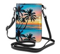 YYHWHJDE Bolso bandolera de piel para mujer, diseño de atardecer con palmeras tropicales, estampado de paisaje crepuscular, impermeable y duradero
