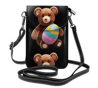 YYHWHJDE Bolso bandolera pequeño de piel con estampado de oso de huevo de Pascua para mujer, impermeable y duradero