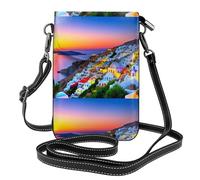 YYHWHJDE Bolso bandolera pequeño de piel con estampado de paisaje de isla de Grecia para mujer, impermeable y duradero