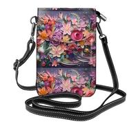 YYHWHJDE Bolso cruzado pequeño de cuero con estampado de flores cortadas en papel para mujer, impermeable y duradero