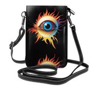 YYHWHJDE Bolso cruzado pequeño de cuero con estampado de globo ocular llameante para mujer, impermeable y duradero