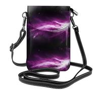 YYHWHJDE Bolso cruzado pequeño de cuero con estampado de plumas de cola morada para mujer, impermeable y duradero