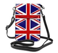YYHWHJDE Bolso pequeño para teléfono celular, 19,3 x 12,4 cm, con patrón de bandera del Reino Unido, funda cruzada de piel con solapa para mujer, perfecta para caminar, acampar, color negro