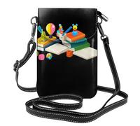 YYHWHJDE Bolso pequeño para teléfono celular, 7.6 x 4.9 pulgadas, con diseño de libros de texto entre juguetes, funda cruzada de cuero con solapa para mujer, perfecta para caminar, acampar, color