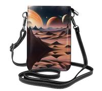 YYHWHJDE Bolso pequeño para teléfono celular, 7.6 x 4.9 pulgadas, diseño de planeta desconocido, funda cruzada de piel con solapa para mujer, perfecta para caminar, acampar, color negro