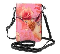 YYHWHJDE Bolso pequeño para teléfono celular de 7.6 x 4.9 pulgadas, con patrón de colibrí rosa, funda cruzada de cuero con solapa para mujer, perfecta para caminar, acampar