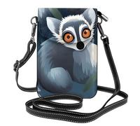 YYHWHJDE Bolso pequeño para teléfono celular de 7.6 x 4.9 pulgadas, con patrón de lémur de cola anillada para mujer, perfecto para caminar, acampar, color negro