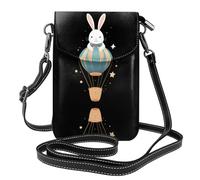 YYHWHJDE Bolso pequeño para teléfono celular de 7.6 x 4.9 pulgadas, diseño de conejo de cielo estrellado en globo aerostático, funda cruzada de cuero con solapa para mujer, perfecta para caminar