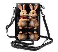 YYHWHJDE Bolso pequeño para teléfono celular de 7.6 x 4.9 pulgadas, diseño de conejo dijo hola, funda cruzada de piel con solapa para mujer, perfecta para caminar, acampar, color negro