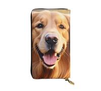 YYHWHJDE Bonita cartera de cuero de calidad con estampado de perro Golden Retriever diseñada para niñas y mujeres a la moda, elegante, 19 x 10,5 cm, Black, Talla única