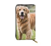 YYHWHJDE Bonita cartera larga de cuero de calidad con impresión Golden Retriever diseñada para niñas y mujeres a la moda, elegante, 19 x 10,5 cm, Black, Talla única