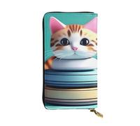 YYHWHJDE Bonita cartera larga de piel de calidad con estampado de gato, diseñada para niñas y mujeres a la moda, elegante, 19 x 10,5 cm, Black, Talla única