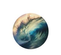 YYHWHJDE Bonitas olas del océano con impresión de forma redonda para ambientadores de coche, paquete de seis tarjetas: tarjetas perfumadas colgantes para armario, baño, decoración interior de coche