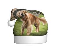 YYHWHJDE Bonito sombrero de Navidad con estampado de golden retriever para adultos para hombres y mujeres, diadema para ocasiones festivas