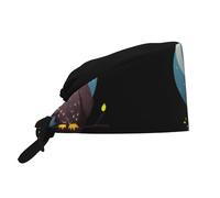 YYHWHJDE Bouffant - Gorras quirúrgicas ajustables con estampado de búho en la luz de la luna para hombres y mujeres, color negro