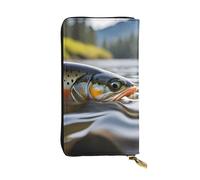 YYHWHJDE Brook Trout Fly Fishing - Cartera larga de cuero de calidad diseñada para niñas y mujeres a la moda, elegante, 19 x 10,5 cm, Black, Talla única