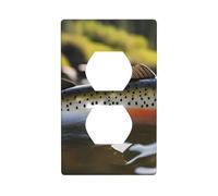 YYHWHJDE Brook Trout - Panel de pared de doble enchufe para pesca con mosca, resistente a roturas y duradero, 4.5 x 2.75 pulgadas