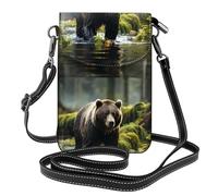 YYHWHJDE Brown Bear Pounce Prints - Bolso cruzado pequeño de cuero para mujer, impermeable y duradero