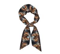 YYHWHJDE Bufanda de seda con estampado de rugby on fire para mujer, tira suave y lisa, accesorios de bolso