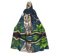 YYHWHJDE Búho en la noche imagen adulto Halloween chaqueta con capucha capa larga para fiesta adecuada para hombres y mujeres