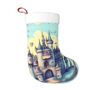 YYHWHJDE Calcetín de Navidad con patrón de castillo de cuento de hadas, accesorio decorativo esponjoso y suave para uso a granel por mujeres y hombres