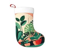 YYHWHJDE Calcetín de Navidad con patrón de plantas verdes para interiores, accesorio decorativo esponjoso y suave para uso a granel por mujeres y hombres