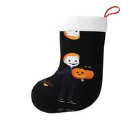 Yyhwhjde Calcetines decorativos de Navidad con imagen de gato negro fantasma detrás del niño pequeño para rellenar pequeños regalos como dulces y juguetes pequeños