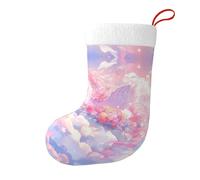 Yyhwhjde Calcetines decorativos de Navidad con imagen de unicornio en las nubes blancas para rellenar pequeños regalos como dulces y juguetes pequeños
