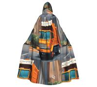 YYHWHJDE Capa con capucha para adultos con diseño de camiones de basura con texto en inglés "I Love Garbage Trucks" para varios entornos de fiesta y carnaval