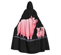 YYHWHJDE Capa con capucha para adultos con diseño de cerdito mirando a sus cerditos, sin cremallera, cómoda para fiestas de disfraces