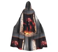 YYHWHJDE Capa con capucha para adultos con diseño de demonio que rompe la pared para varios entornos de fiesta y carnaval