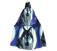 YYHWHJDE Capa con capucha para adultos con diseño de lobo bajo la luna para varios entornos de fiesta y carnaval