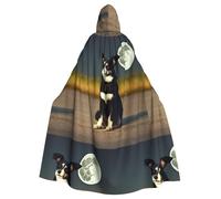YYHWHJDE Capa con capucha para adultos con diseño de perro bajo la luna para varios entornos de fiesta y carnaval