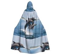YYHWHJDE Capa con capucha para adultos con patrón de delfines para varios entornos de fiesta y carnaval