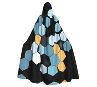 YYHWHJDE Capa con capucha para adultos con patrón geométrico de panal de abeja, sin cremallera, cómoda para fiestas de disfraces