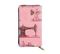 YYHWHJDE Cartera larga de cuero con estampado de máquina de coser rosa vintage diseñada para niñas y mujeres a la moda, elegante y personalizada, 19 x 10,5 cm, color negro, talla única, Black, Talla