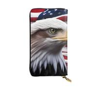 YYHWHJDE Cartera larga de cuero de calidad con estampado de águila calva americana, diseñada para niñas y mujeres, elegante, 19 x 10,5 cm, Black, Talla única