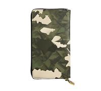 YYHWHJDE Cartera larga de cuero de calidad con estampado de camuflaje militar, diseñada para niñas y mujeres a la moda, elegante, 19 x 10,5 cm, Black, Talla única
