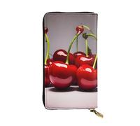 YYHWHJDE Cartera larga de cuero de calidad con estampado de cerezas chilenas, diseñada para niñas y mujeres a la moda, elegante, 19 x 10,5 cm, Black, Talla única